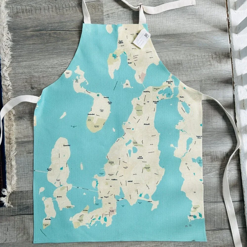 NEW with TAGS Canvas Apron featuring Sea Glass Map of Newport, RI (County)